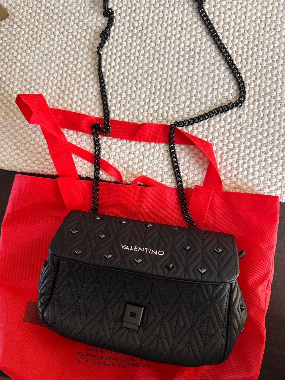 Valentino Black Quilted Chain Shoulder Bag